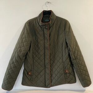 Green Ralph Lauren Diamond-Quilted Mockneck Jacket size small.